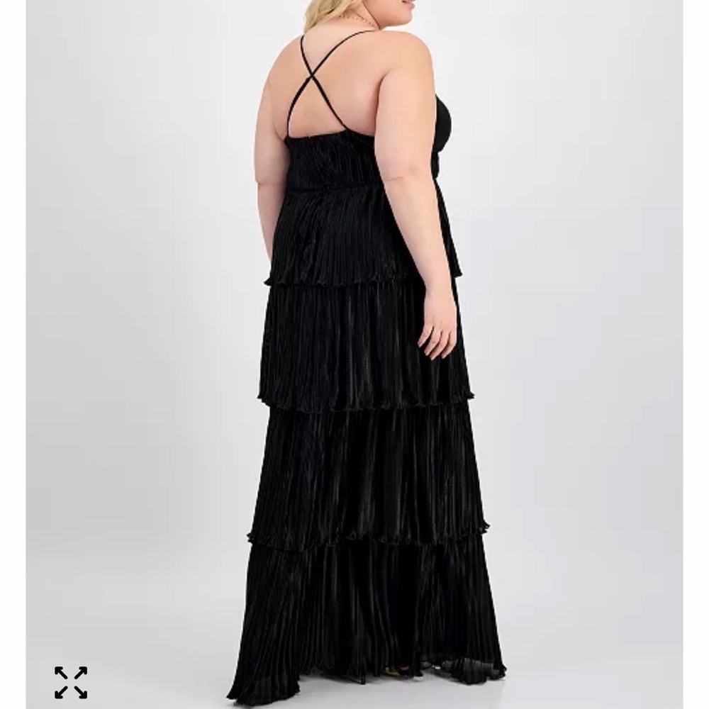 066 Emerald Sundae Black Tiered Ruffle Maxi Dress SZ 14 - Picture 2 of 8